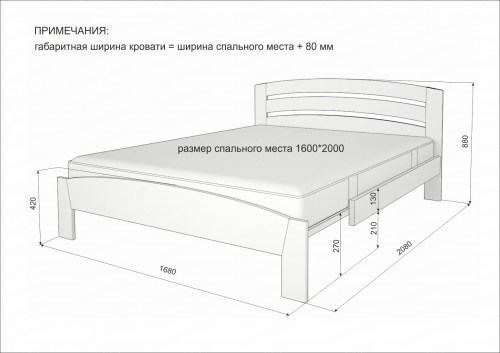 Кровать ТЕРРА МК - 302 из массива